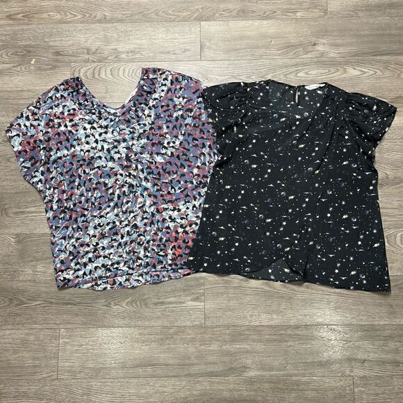 BCBG Blouses Set of 2 Tops Womens Size S - M Loose Fitting Short Sleeve - Picture 1 of 7